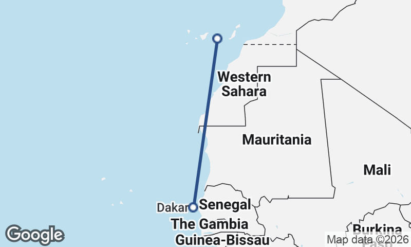 Dakar to Las Palmas de Gran Canaria