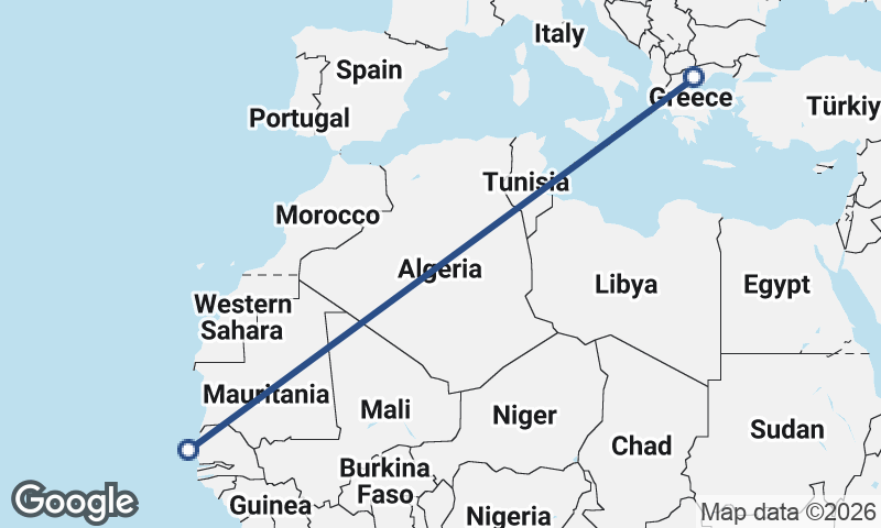 Dakar to Thessaloníki