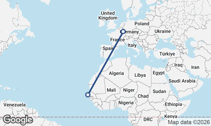 Dakar to Luxembourg City