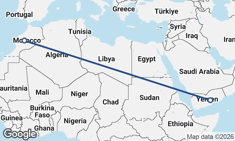 Yemen to Morocco