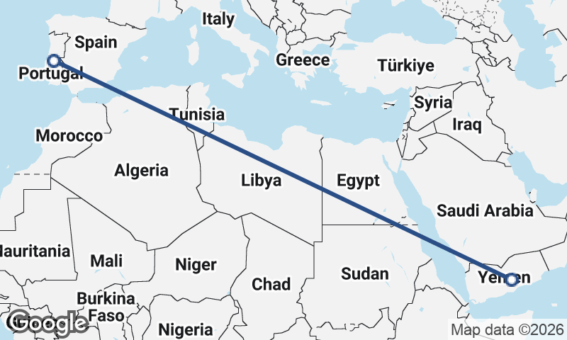 Yemen to Portugal