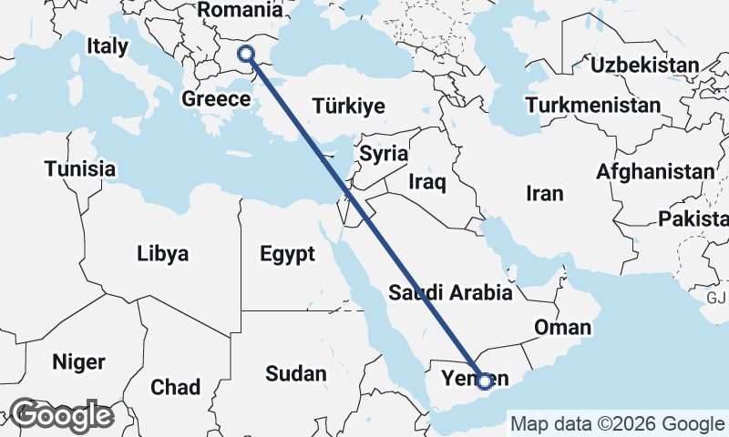 Yemen to Bulgaria