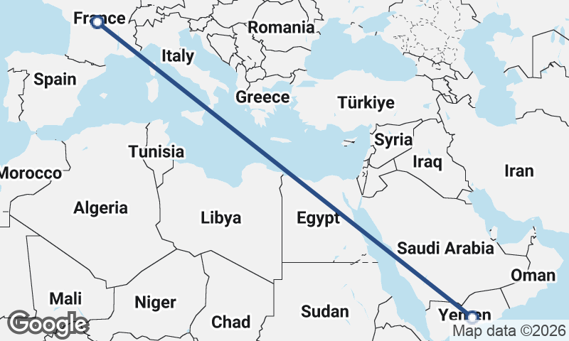 Yemen to France