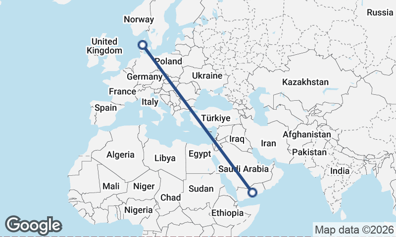 Yemen to Denmark