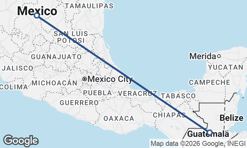 Guatemala to Mexico