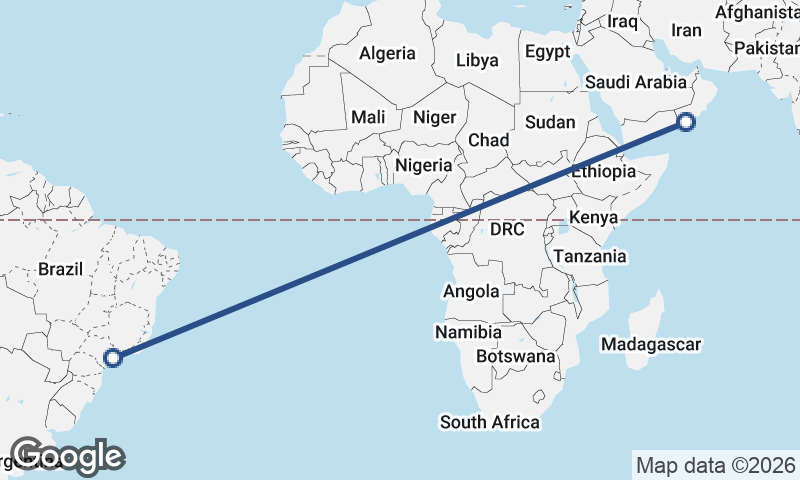 Şalālah to São Paulo