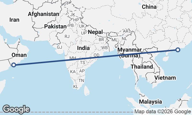Şalālah to Hong Kong