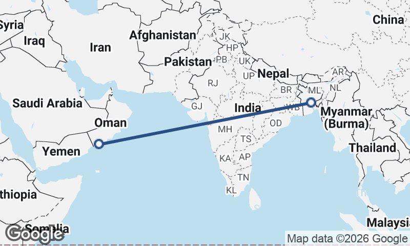 Şalālah to Dhaka