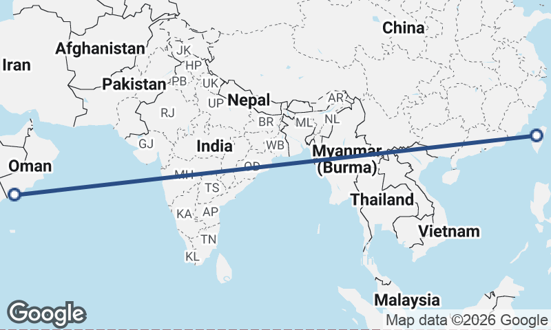 Şalālah to Taichung