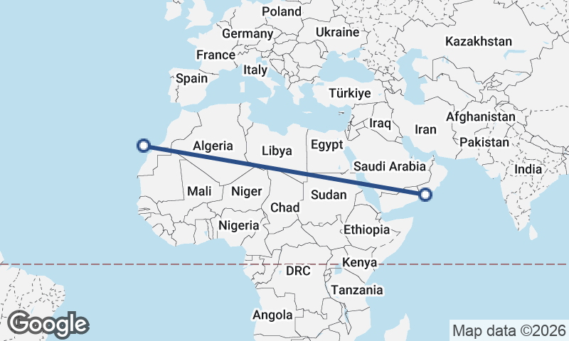 Şalālah to Las Palmas de Gran Canaria
