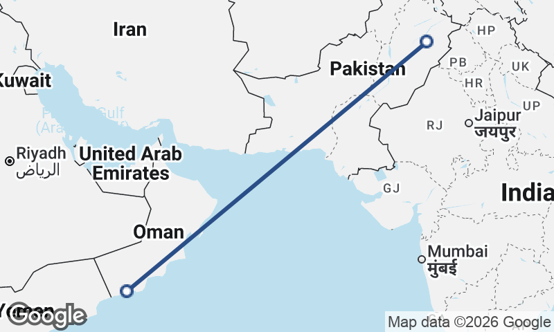 Şalālah to Faisalabad