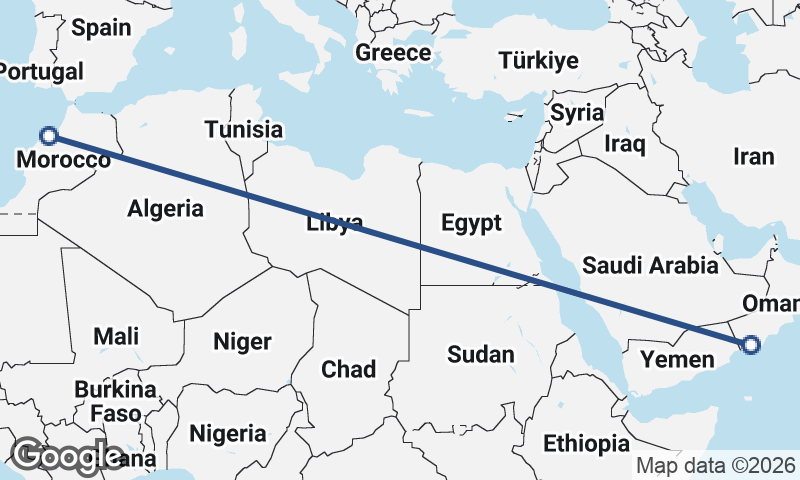 Şalālah to Casablanca