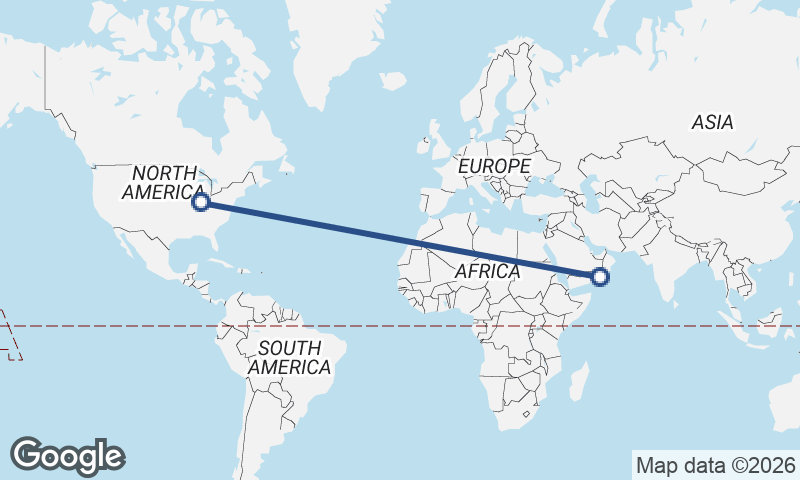 Şalālah to Indianapolis