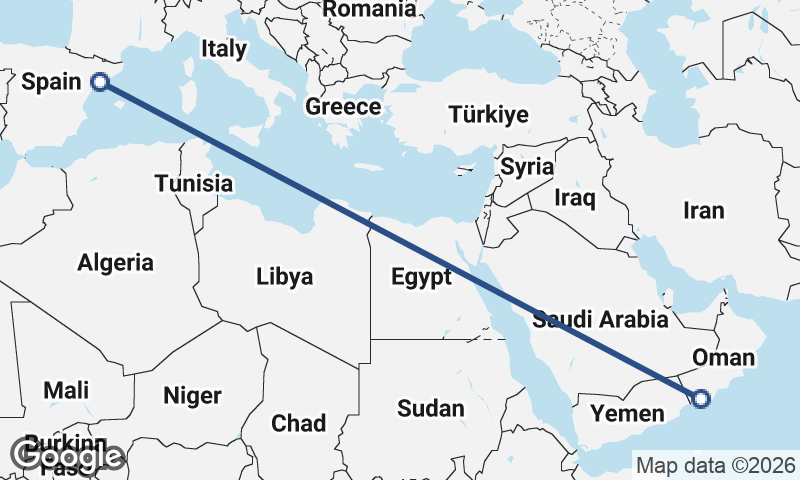 Şalālah to Tarragona