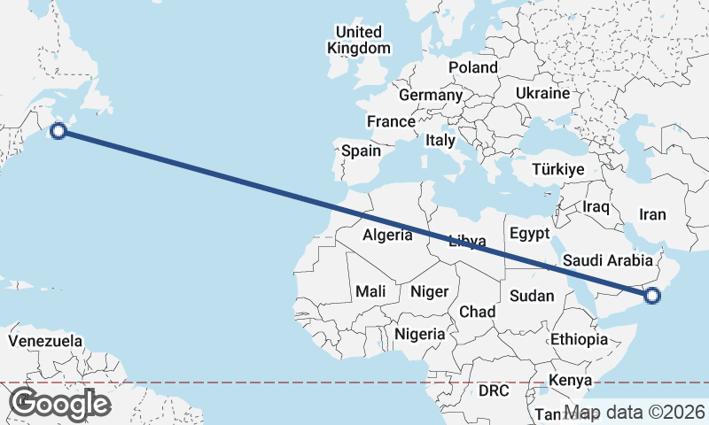 Şalālah to Halifax