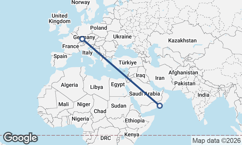 Şalālah to Stuttgart