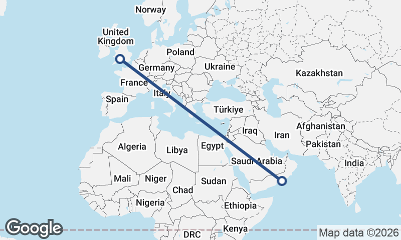 Şalālah to Bristol