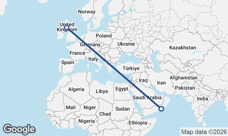 Şalālah to Glasgow