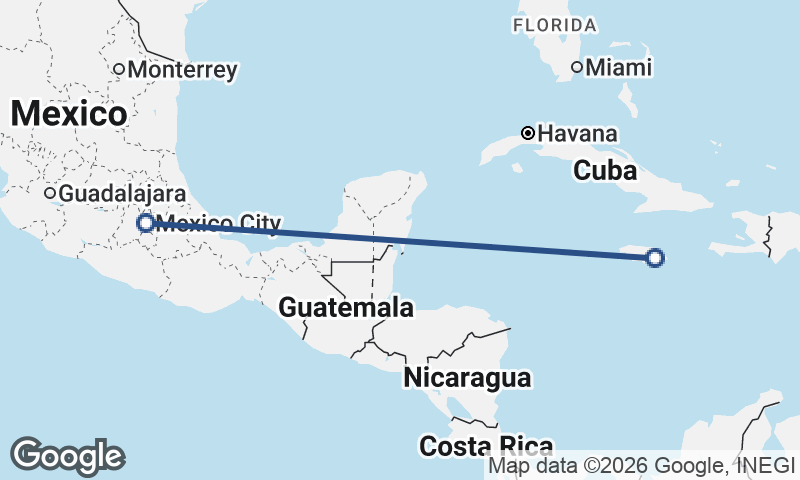 Kingston to Mexico City