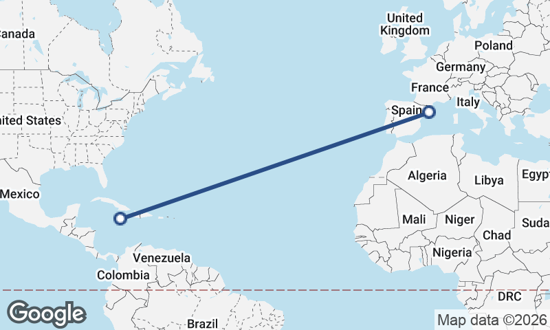 Kingston to Barcelona