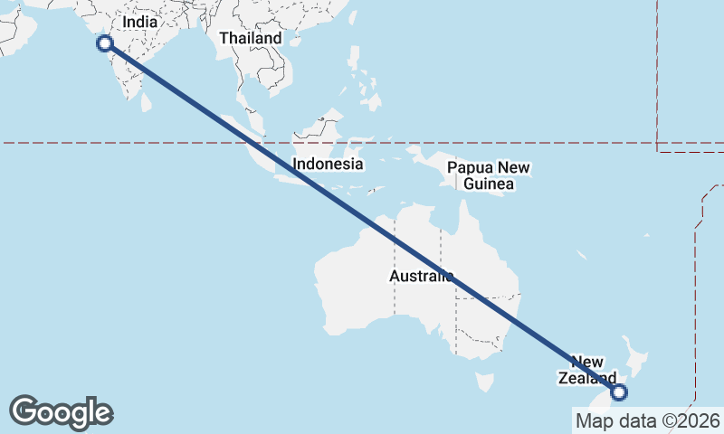 Mumbai to Christchurch