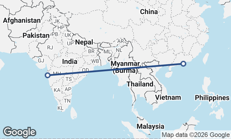Mumbai to Hong Kong