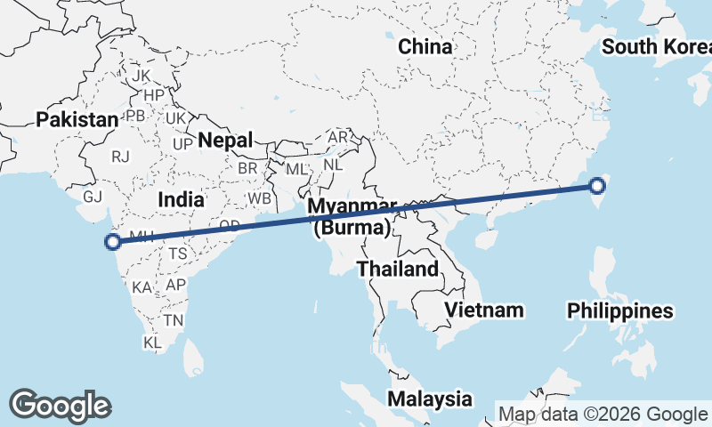Mumbai to Taichung