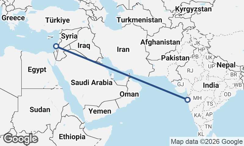 Mumbai to Haifa
