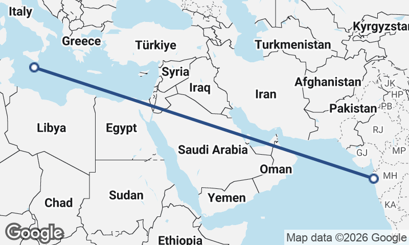 Mumbai to Valletta