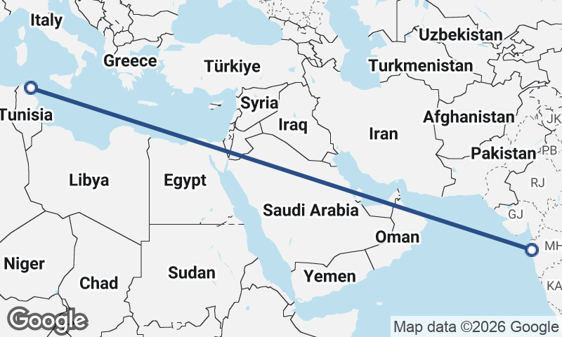 Mumbai to Tunis