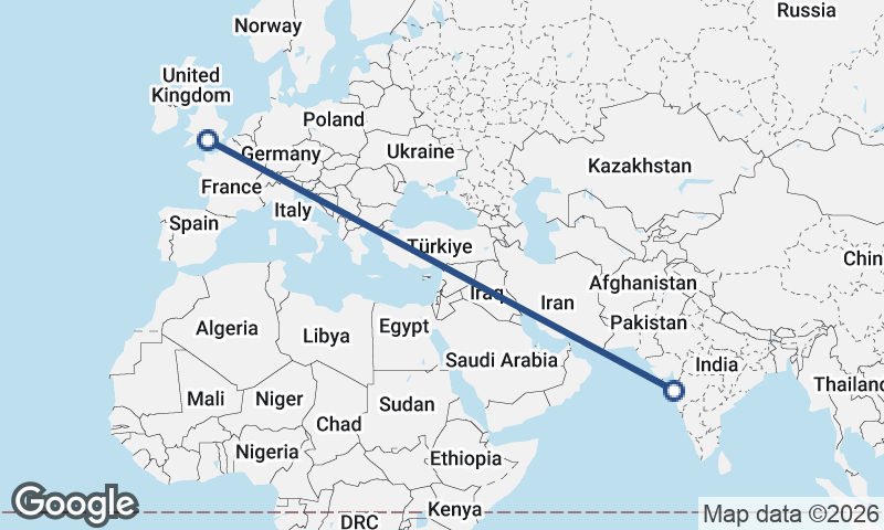 Mumbai to Southampton