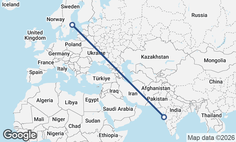 Mumbai to Stockholm