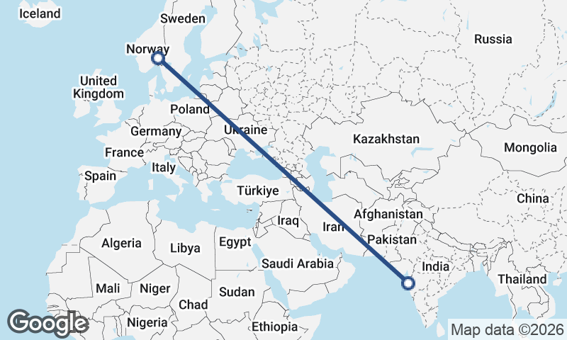 Mumbai to Oslo