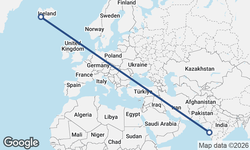 Mumbai to Reykjavík