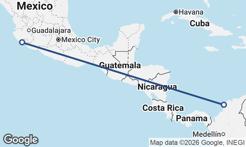 Manzanillo to Cartagena