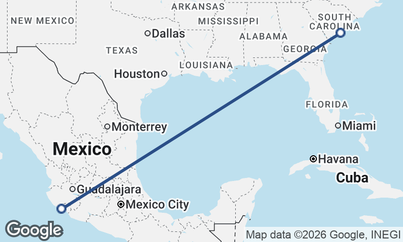 Manzanillo to Charleston