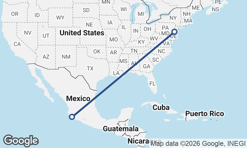 Manzanillo to Philadelphia