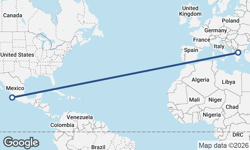 Manzanillo to Thessaloníki