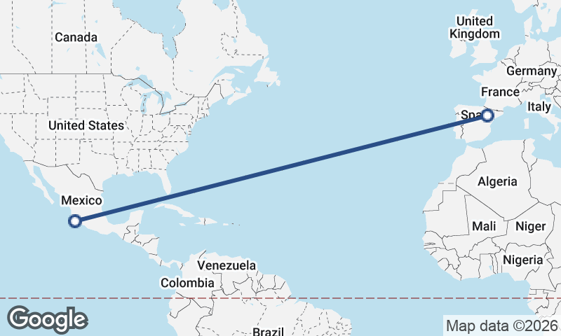 Manzanillo to Zaragoza