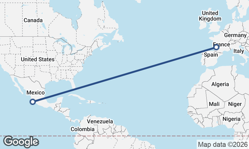 Manzanillo to Bordeaux