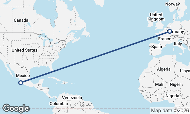 Manzanillo to Luxembourg City