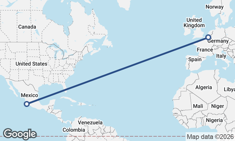 Manzanillo to Brussels