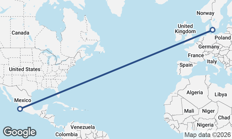 Manzanillo to Copenhagen