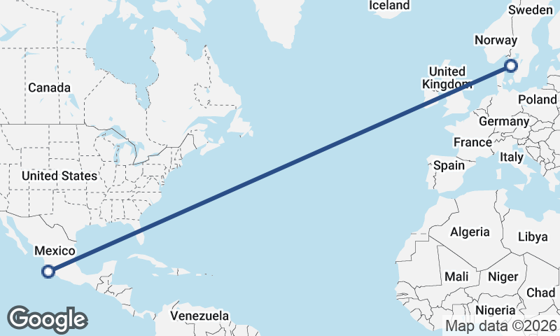 Manzanillo to Göteborg