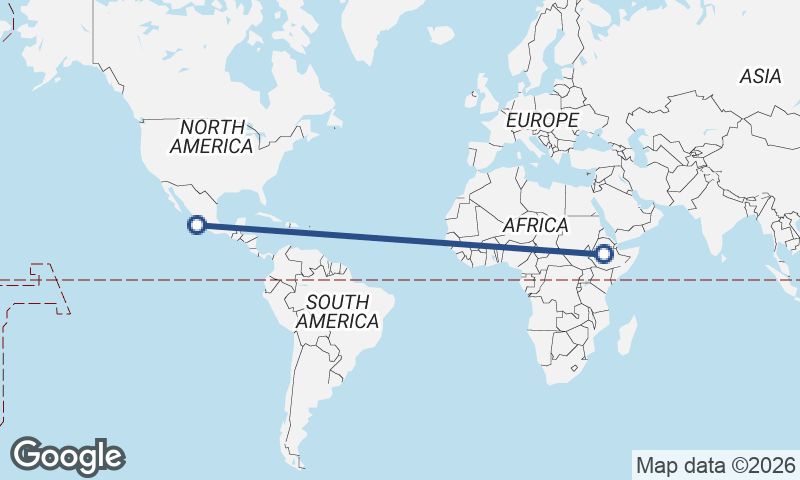 Manzanillo to Addis Ababa
