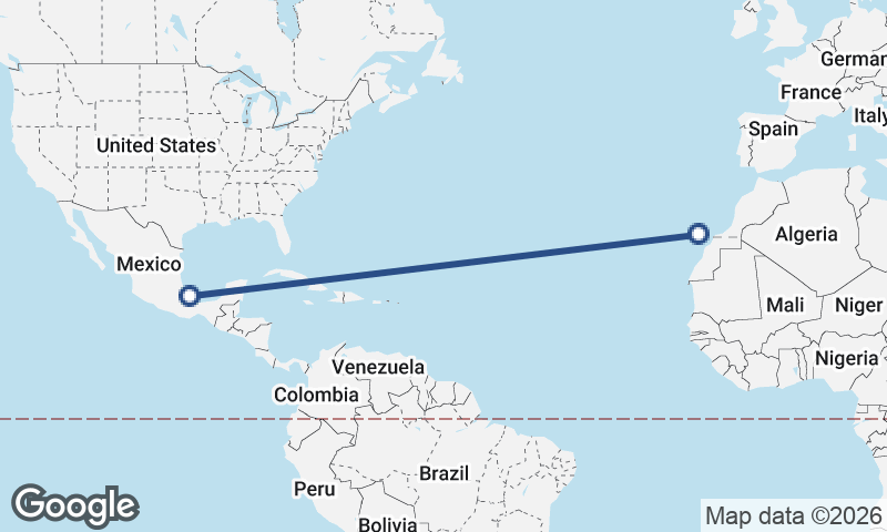 Veracruz to Las Palmas de Gran Canaria