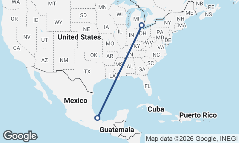 Veracruz to Detroit