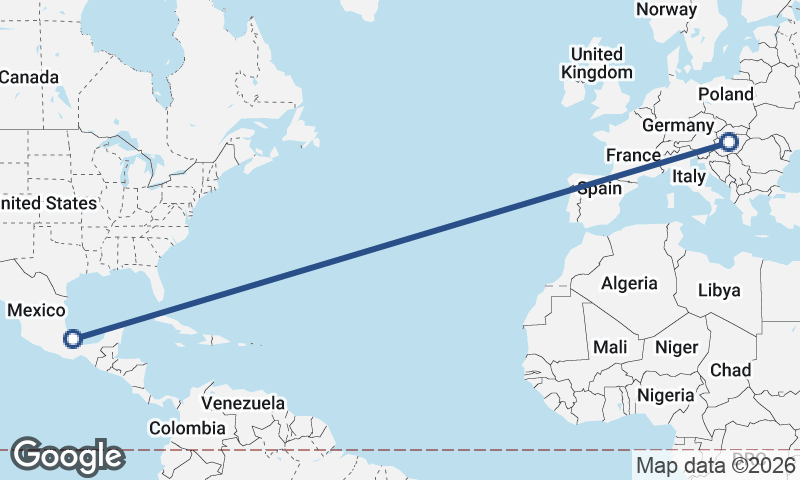 Veracruz to Budapest