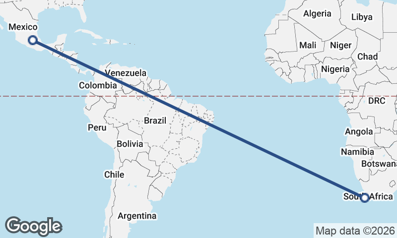 Mexico City to Cape Town