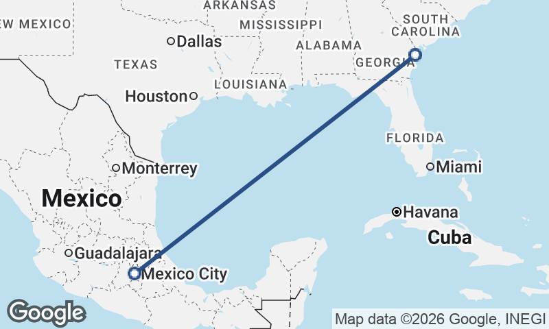 Mexico City to Savannah